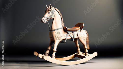 Horse rocking chair, dark background,  generative Ai