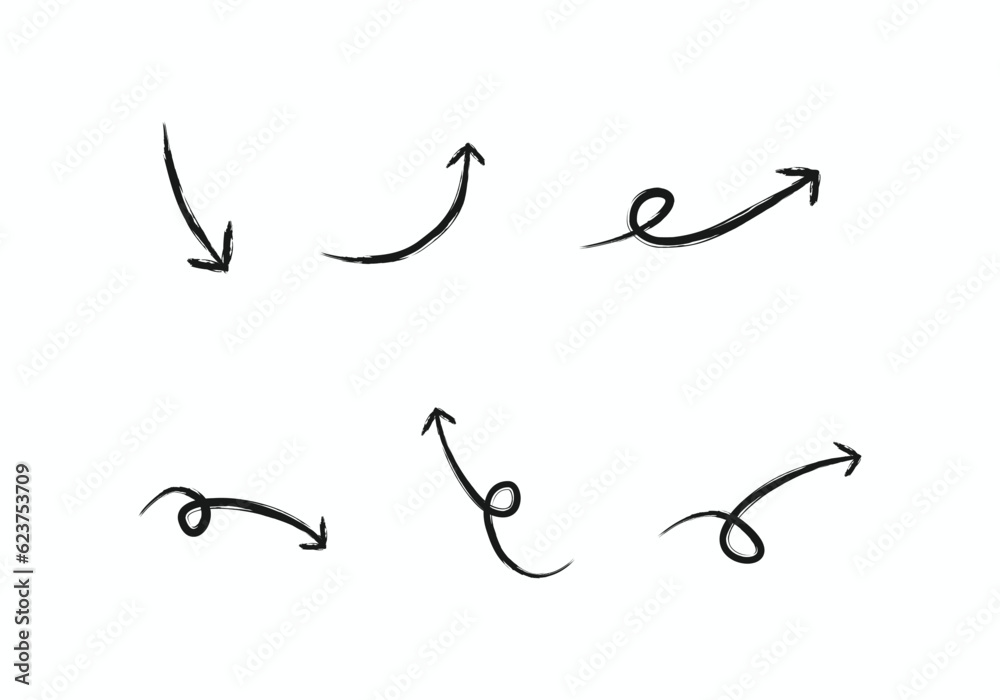 Set of abstract arrow line doodle element Set of abstract arrow line doodle element