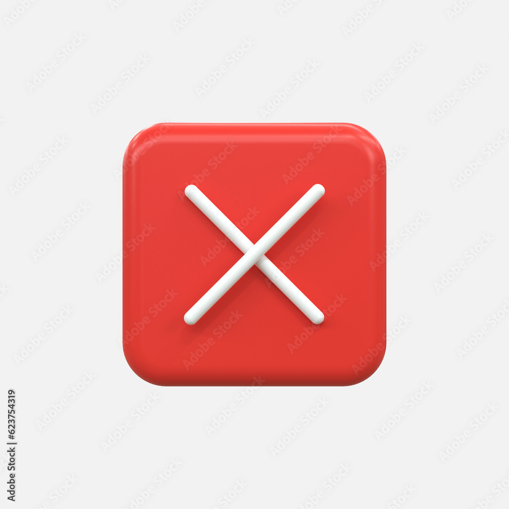 Fototapeta premium3D rejected sign Cross Check mark. Cross sign can be used as symbols of wrong