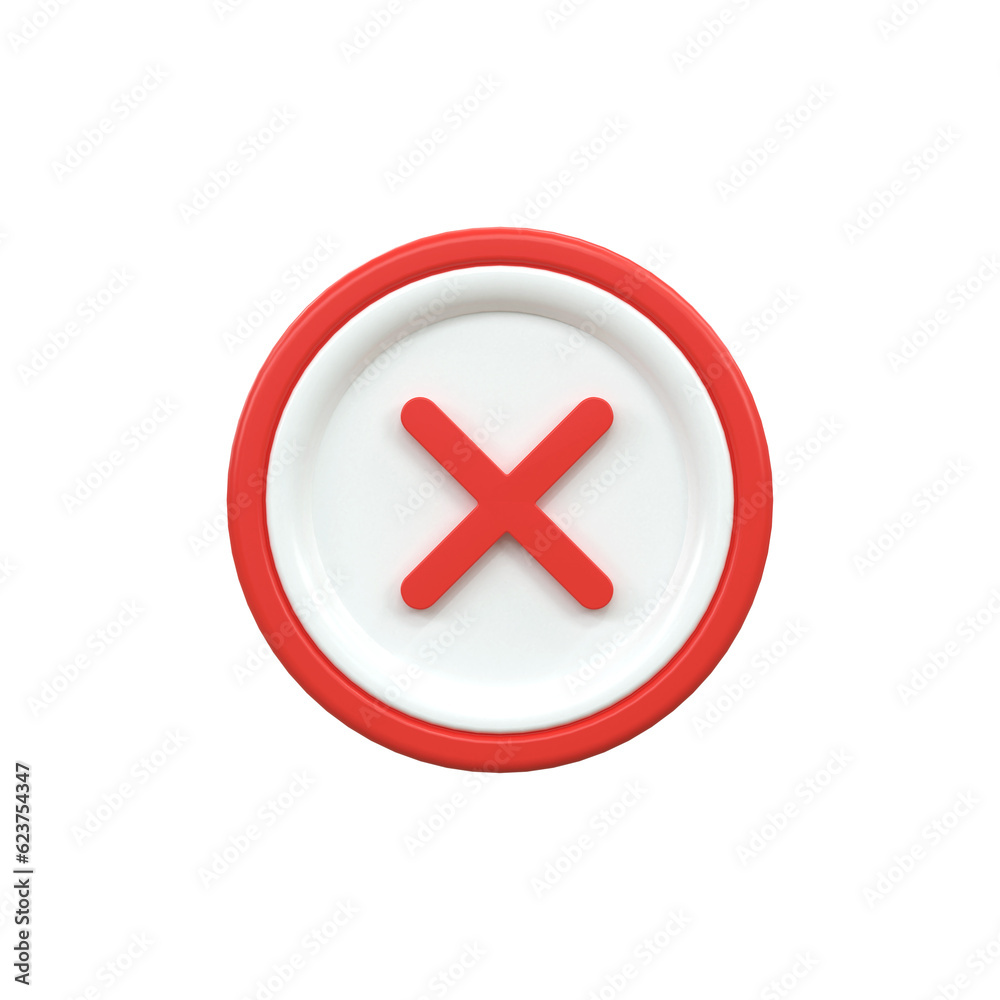 Fototapeta premium3D rejected sign Cross Check mark. Cross sign can be used as symbols of wrong