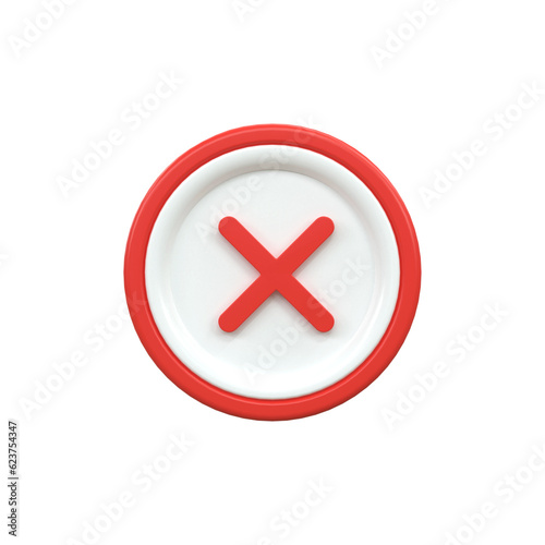 3D rejected sign Cross Check mark. Cross sign can be used as symbols of wrong