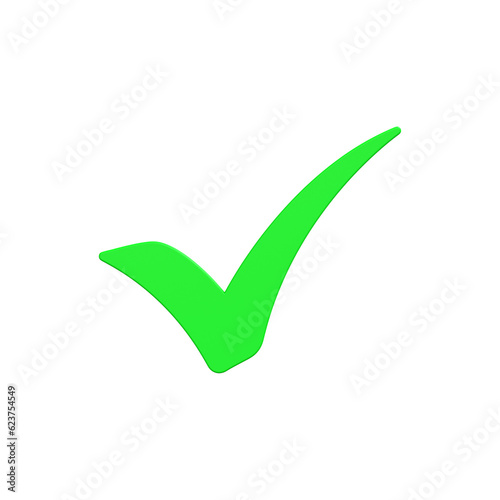3d Approve Sign or correct symbol Check mark icon can be used as symbols of Right 