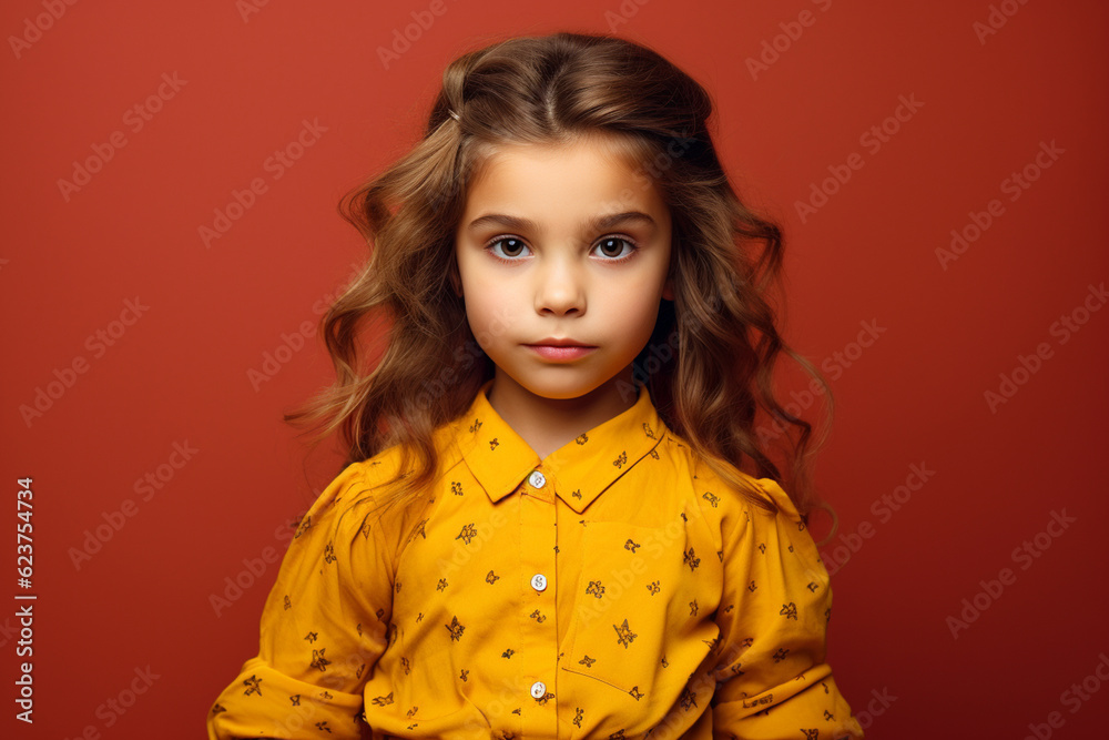 fashion kid giving pose studio colored background fashion kid giving pose studio colored background