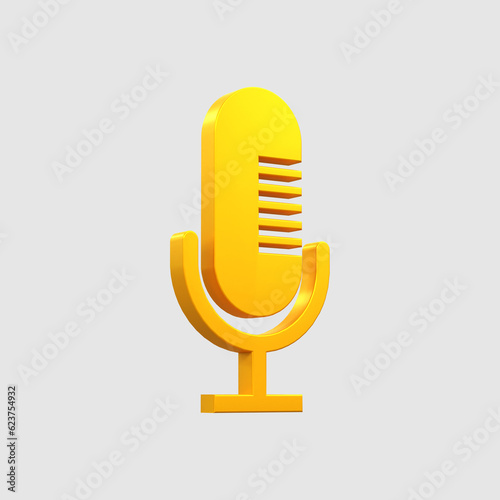 Microphone podcast 3d render ui ux icon badge isolated 
