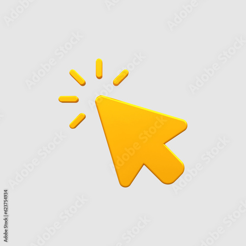Yellow Computer monitor and cursor icon on Computer notebook with empty screen sign
