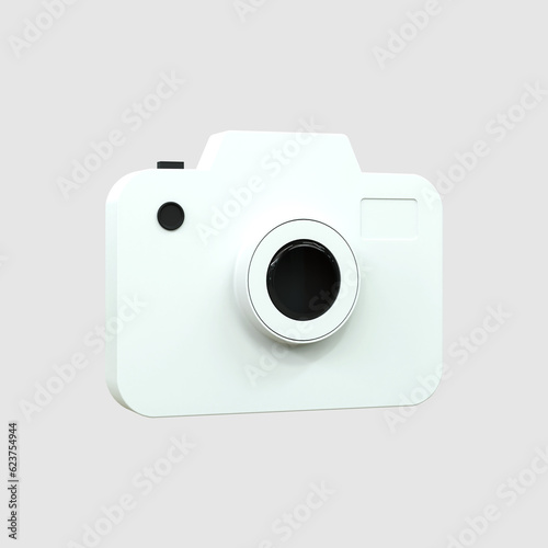 3D Photo camera icon realistic design Camera with lens and button Professional photography concept
