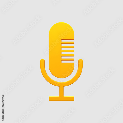 Microphone podcast 3d render ui ux icon badge isolated 
