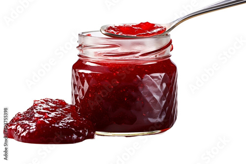 strawberry jam in glass jar photo