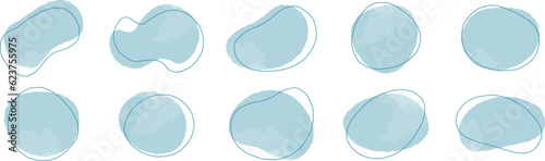 かわいい抽象的なゆるゆるフレーム　水・雫・雨・青フレーム　　Set of cute abstract shapes.Vector loose frame.　vector water frame set.