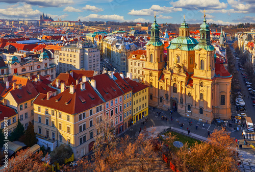 Prague, Czech Republic. Saint Nicholas Cathedral at central Old photo