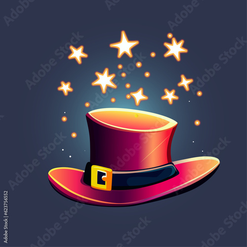 Magician hat with magical stars around it vector illustration, Magical hat , Magicians hat stock vector image