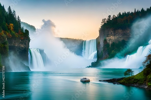waterfalls in the morning generated Ai. © Abdul