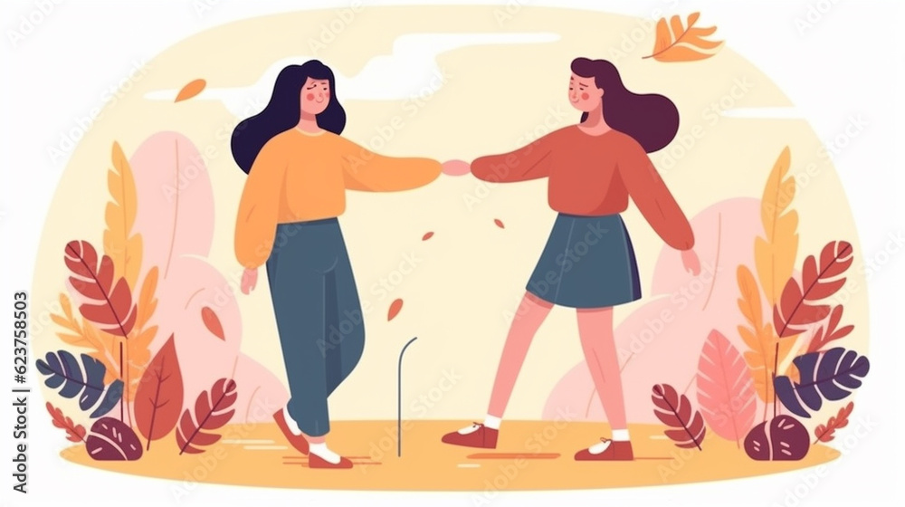  Friends enjoying, Friendship day flat vector