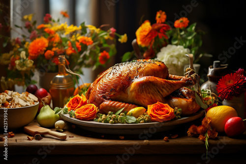 thanksgiving with a turkey. Banquet in an American Religious Tradition. Celebrate for thanks