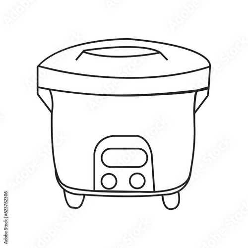 rice electric cooker oven vector.Electric rice cooker vector isolated.rice cooker outline, Hand drawn outline illustration, kitchen appliances element,flat rice electric cooker oven vector.Electric..
