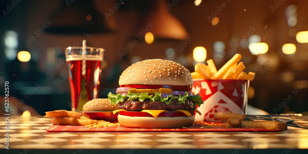 AI Generated. AI Generative. Fast food hamburger burger cheeseburger ...