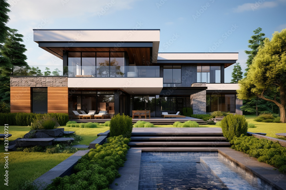 Premium Modern house exterior for real estate business 