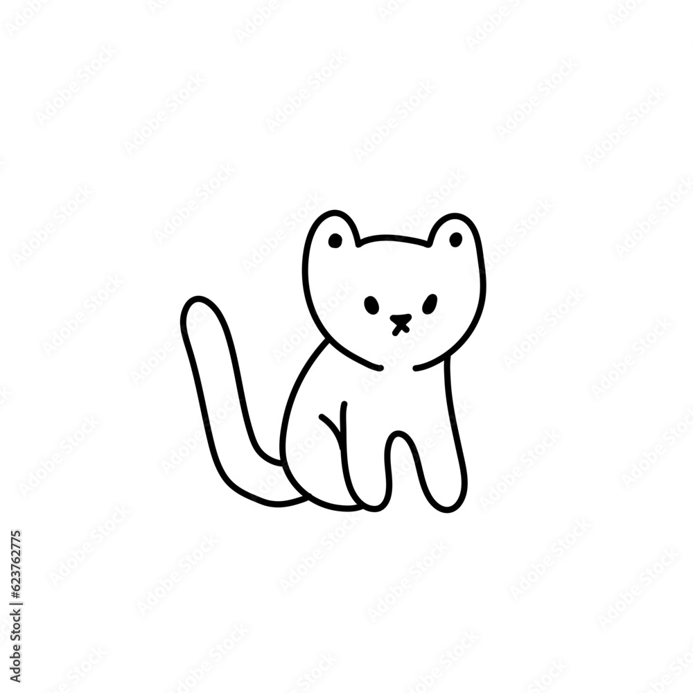 Doodle cartoon cat . Vector contour illustration for prints, clothing, packaging, stickers. Doodle cartoon cat . Vector contour illustration for prints, clothing, packaging, stickers.