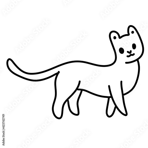 Doodle cartoon cat . Vector contour illustration for prints  clothing  packaging  stickers.
