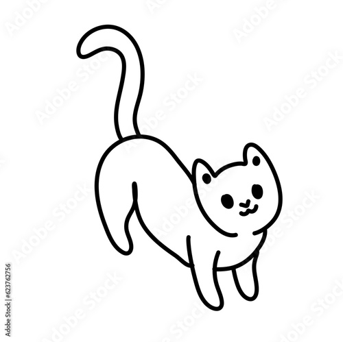 Doodle cartoon cat . Vector contour illustration for prints, clothing, packaging, stickers.