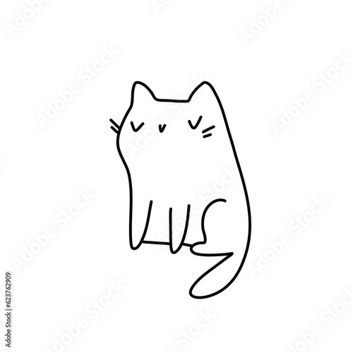 Doodle cartoon cat . Vector contour illustration for prints, clothing, packaging, stickers.