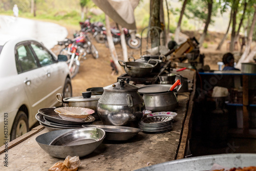 Roadside tea stall or Dhaba restaurant photo