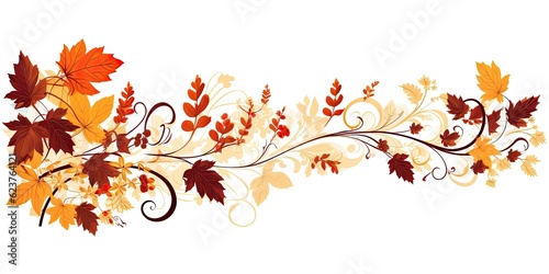 Horizontal Border Vector Autumn Ornament - Embracing the Seasonal Splendor - Versatile and Elegant Design -  Generative AI Digital Illustration
