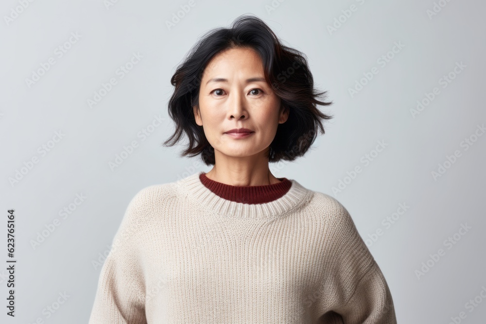 Portrait of a beautiful asian woman in sweater over white background Portrait of a beautiful asian woman in sweater over white background
