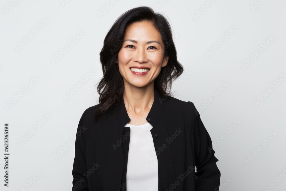 Portrait of a smiling asian businesswoman standing over white background Portrait of a smiling asian businesswoman standing over white background