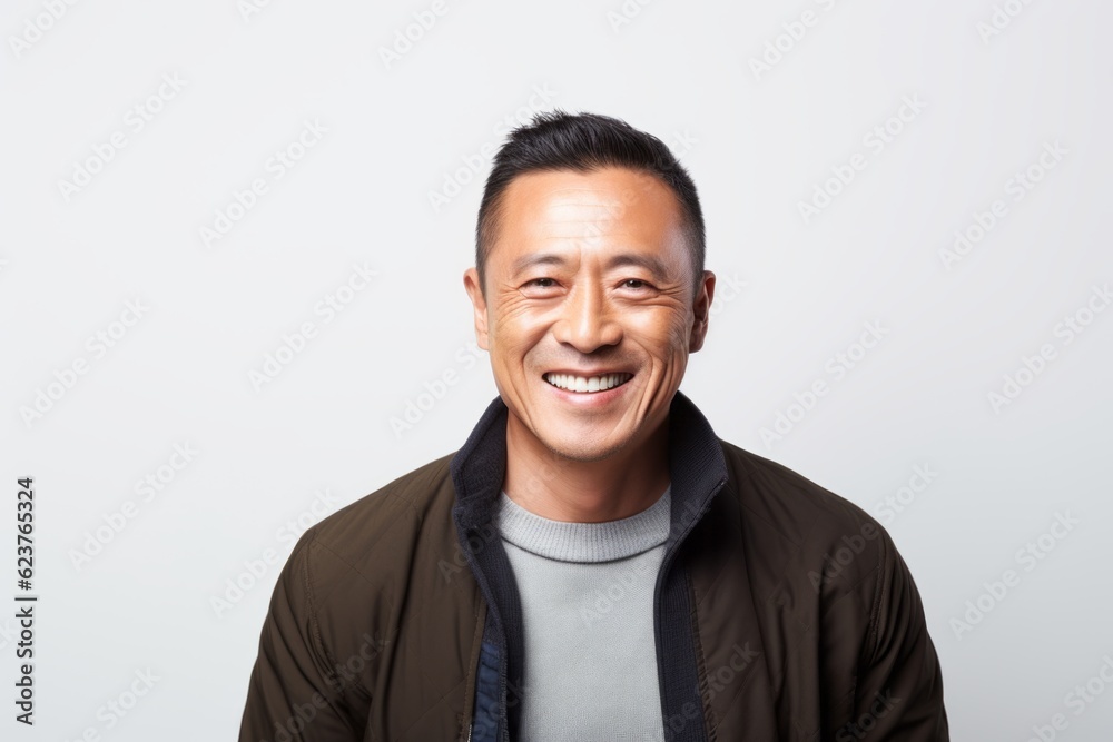Portrait of a happy young asian man smiling against white background Portrait of a happy young asian man smiling against white background