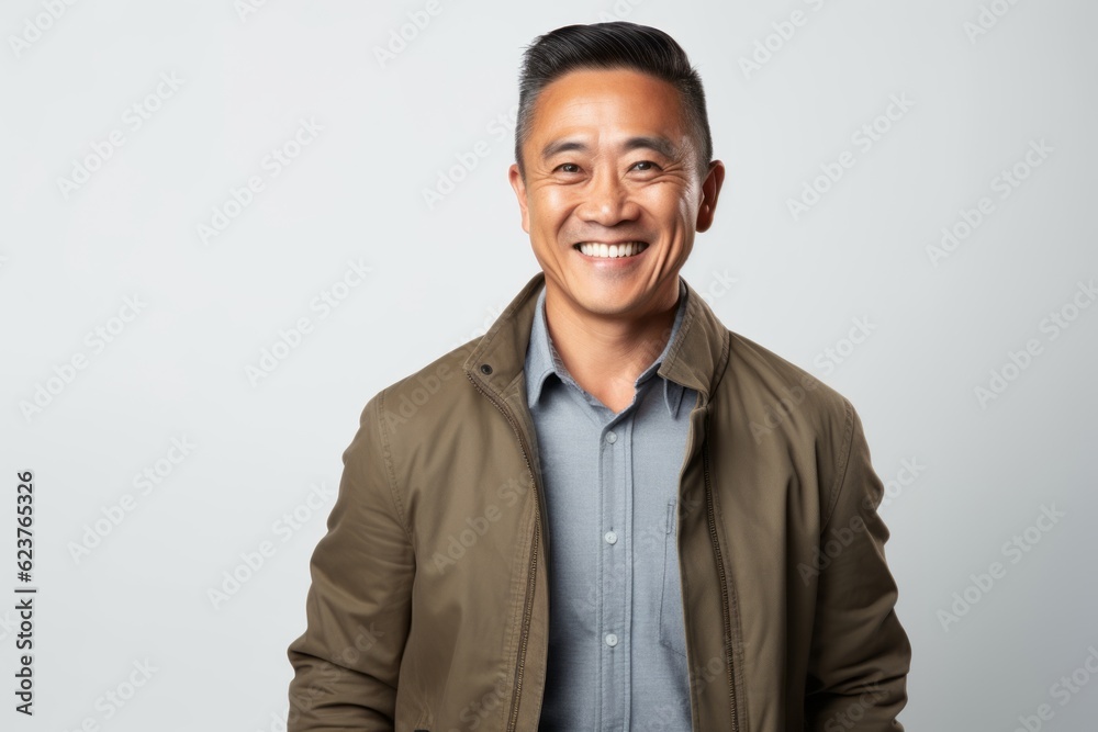 Portrait of a happy young asian man smiling against white background Portrait of a happy young asian man smiling against white background