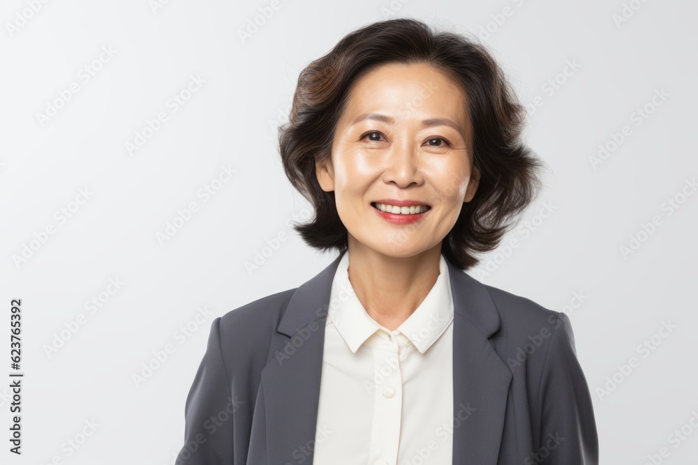 Portrait of a smiling asian businesswoman standing over white background Portrait of a smiling asian businesswoman standing over white background