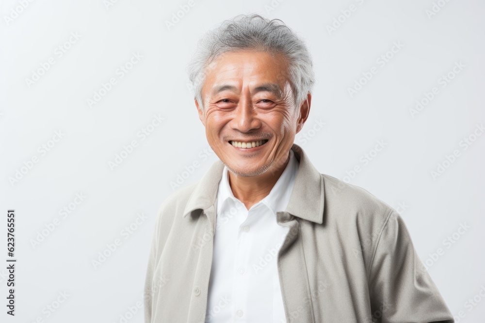 Portrait of a happy senior asian man smiling over white background Portrait of a happy senior asian man smiling over white background