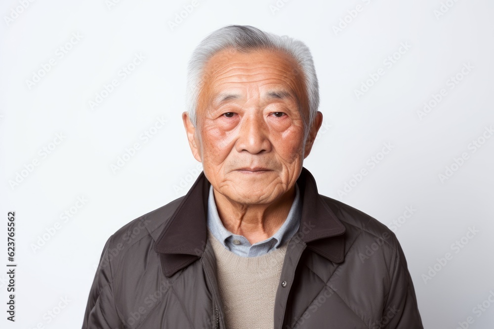 Portrait of senior asian man in black jacket on white background Portrait of senior asian man in black jacket on white background