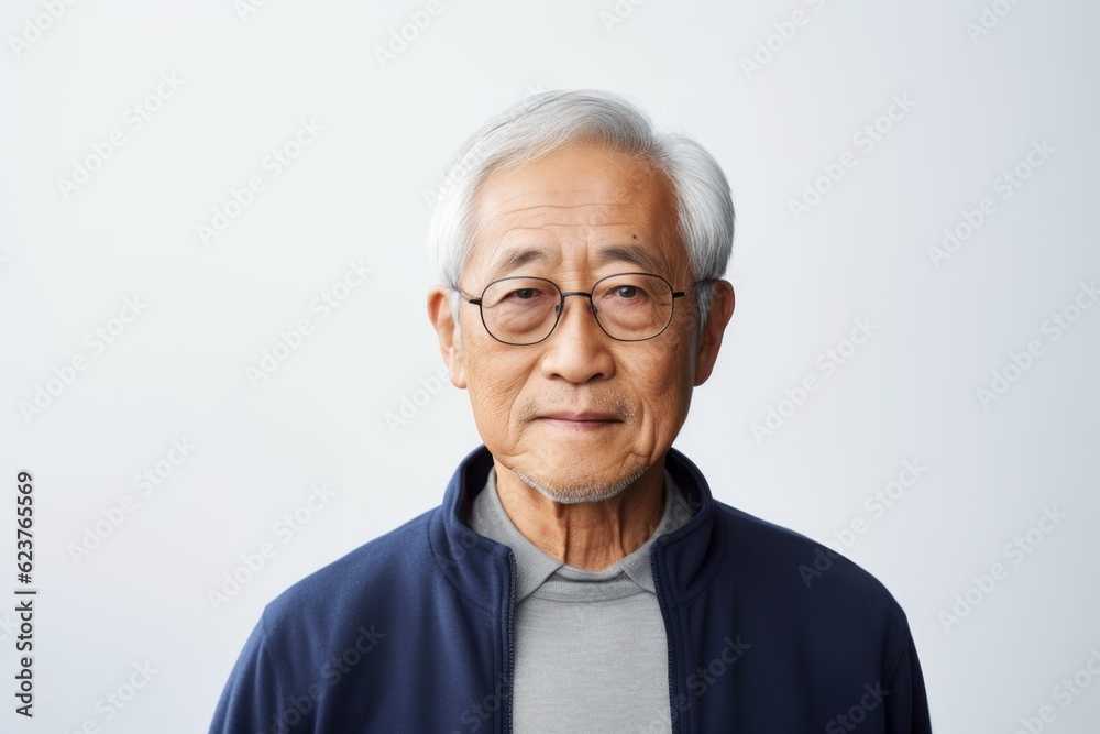 Portrait of a senior asian man with grey hair and eyeglasses Portrait of a senior asian man with grey hair and eyeglasses