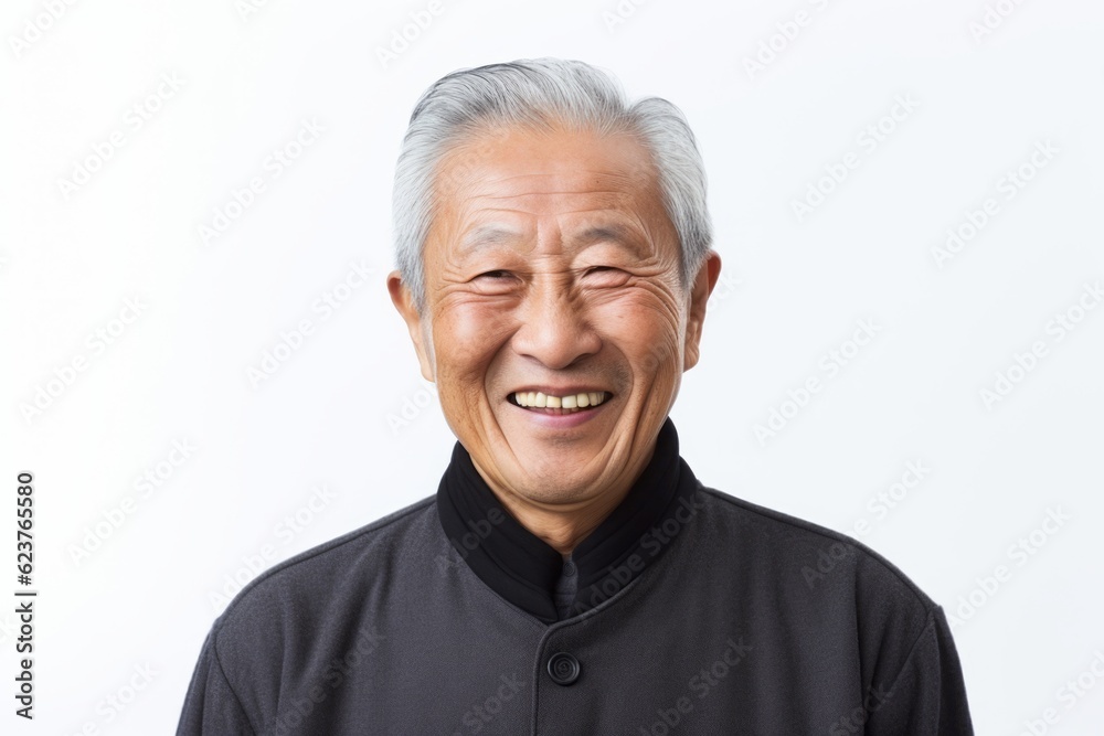 Portrait of happy senior asian man laughing and looking at camera Portrait of happy senior asian man laughing and looking at camera