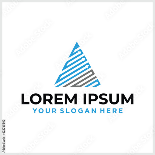 Abstract triangle arrow logo vector design template. Geometric line art symbol for corporate business and technology branding. Modern EPS icon