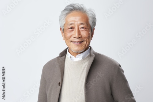 Portrait of a happy senior asian man smiling and looking at camera