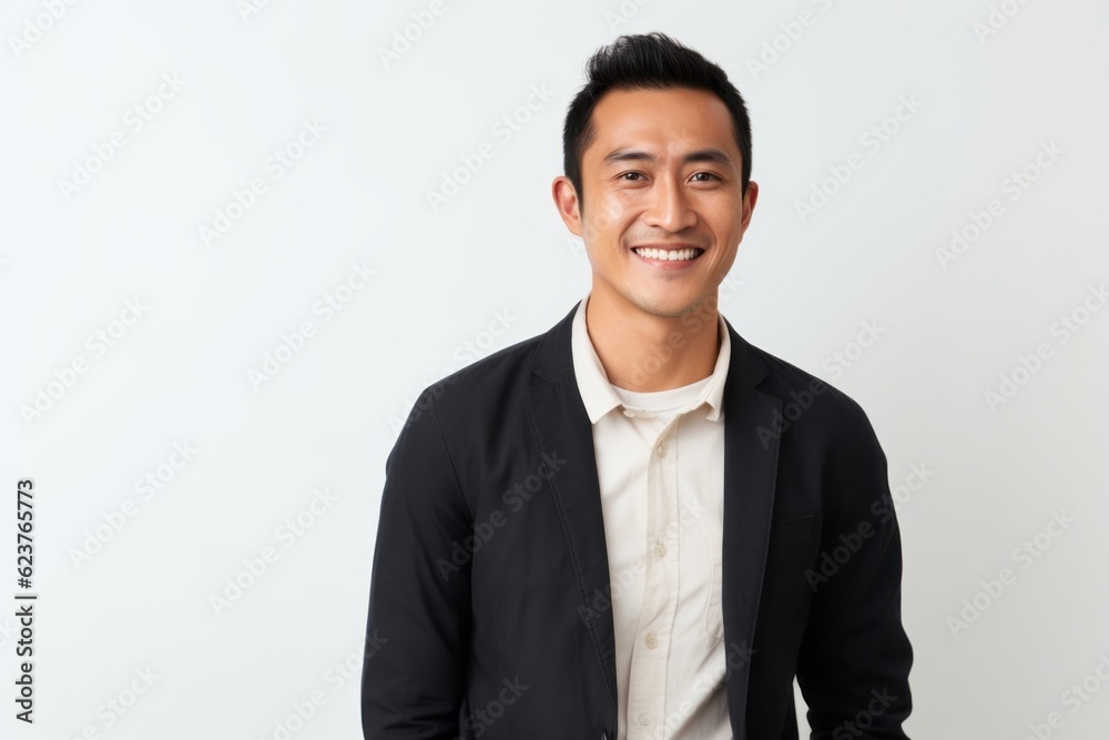 Portrait of a happy young asian man smiling on white background Portrait of a happy young asian man smiling on white background