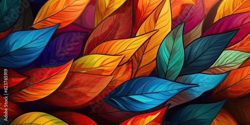 Vibrant Background of Autumn Leaves - Embracing the Colors of the Season - Striking and Versatile Design Generative AI Digital Illustration