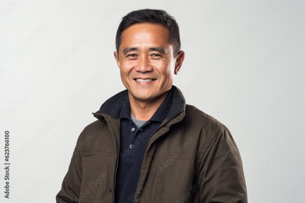 Portrait of a happy middle-aged Asian man smiling at the camera Portrait of a happy middle-aged Asian man smiling at the camera
