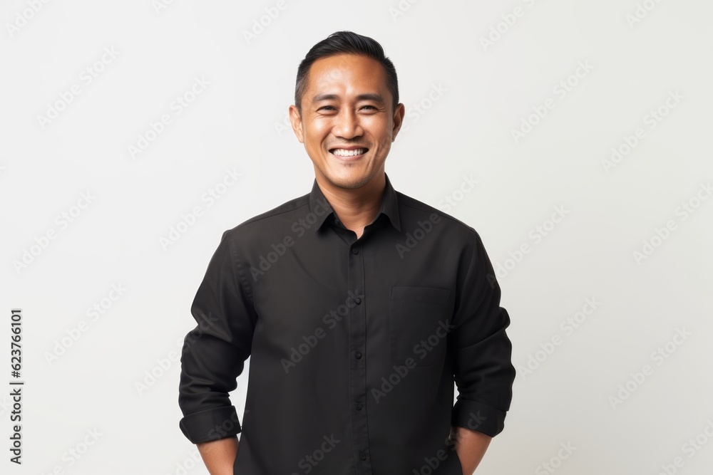 Portrait of happy young asian man in black shirt isolated on white background Portrait of happy young asian man in black shirt isolated on white background