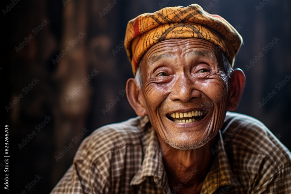 Portrait photography of a happy 100-year-old elderly Indonesian man wearing a pair of leggings or tights against an abstract background Portrait photography of a happy 100-year-old elderly Indonesian man wearing a pair of leggings or tights against an abstract background