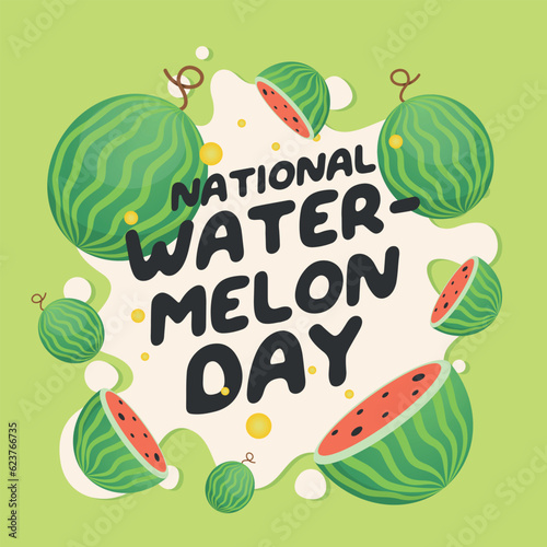 national watermelon day design template for celebration. watermelon vector design. watermelon image. flat watermelon illustration.