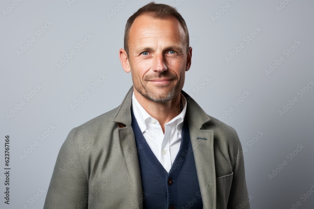 Portrait of a handsome mature man in jacket and white shirt. Portrait of a handsome mature man in jacket and white shirt.