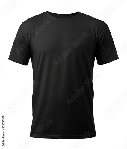 Black Tshirt For Mockup Isolated on Transparent Background - Generative AI 