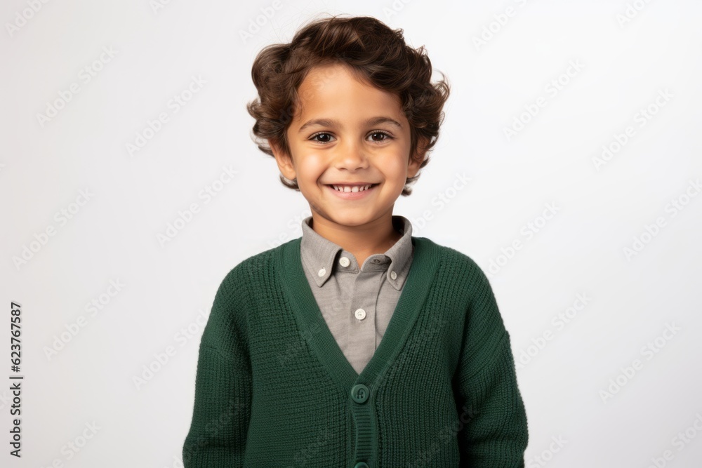 Portrait of a smiling little boy with curly hair against white background Portrait of a smiling little boy with curly hair against white background