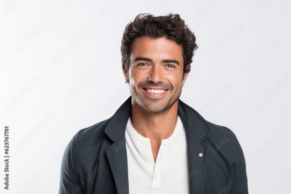 Portrait of a handsome young man smiling at camera isolated on a white background Portrait of a handsome young man smiling at camera isolated on a white background