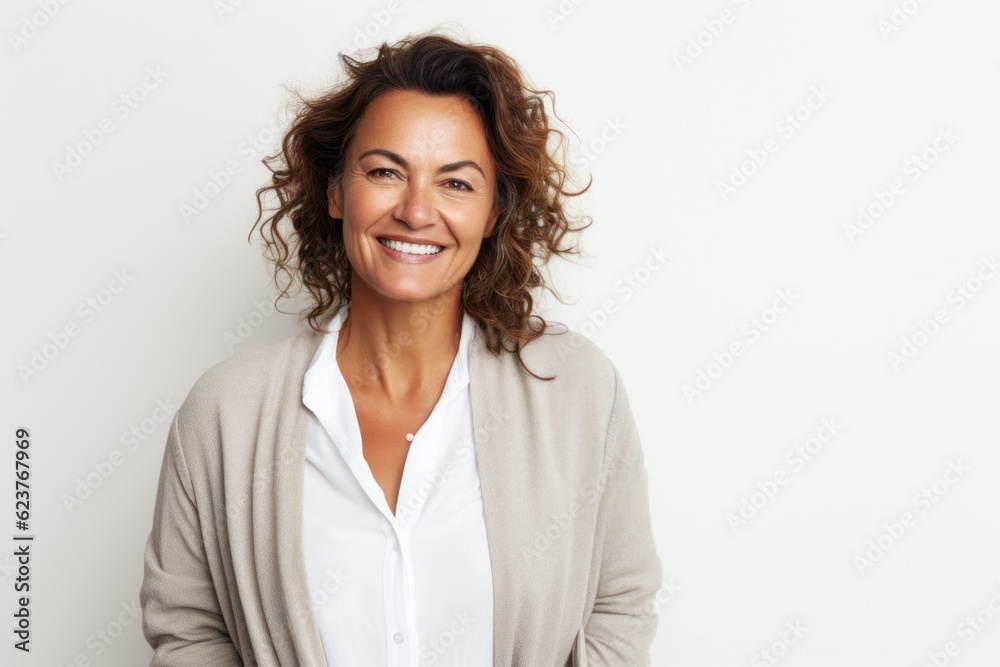 Portrait of a smiling businesswoman standing against white background with copy space Portrait of a smiling businesswoman standing against white background with copy space