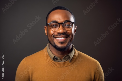 Portrait of a happy young african american man in glasses © Anne Schaum